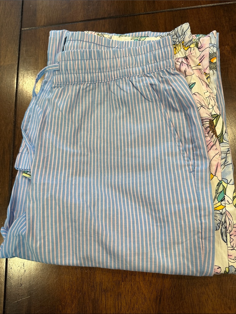 NWOT GAP Women’s Light Blue & Pink Striped and Floral Pajama Pants Set 2 Small